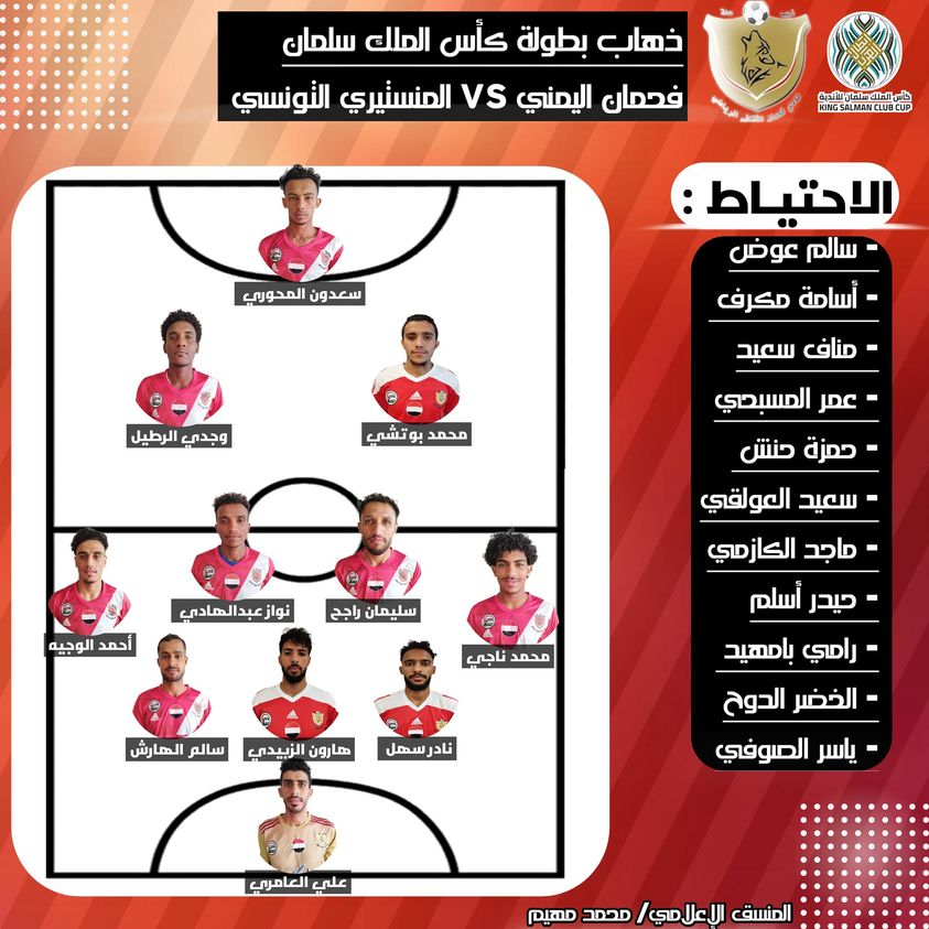 تشكيلة فحمان اليمني لمواجهة الاتحاد المنستيري التونسي