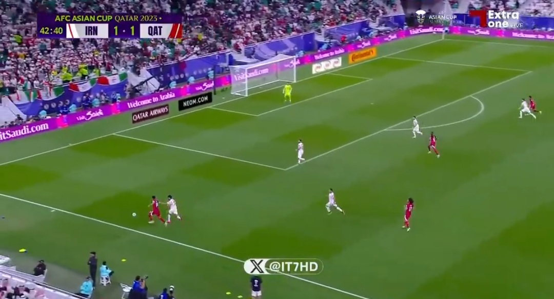 هدف النجم القطري اكرم عفيف في شباك المنتخب الايراني