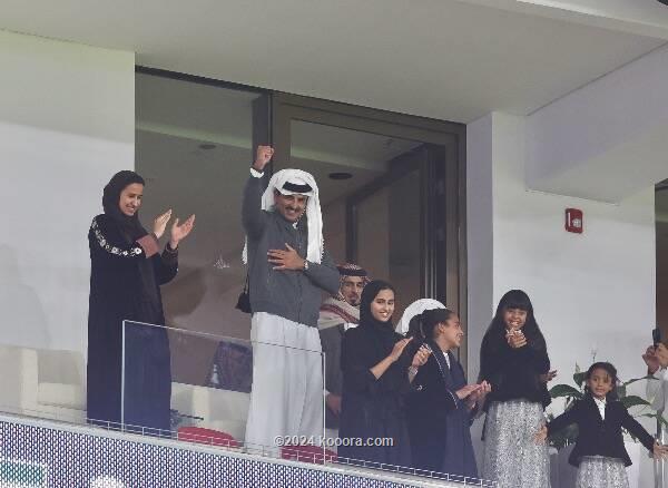 بالصور.. أمير قطر يحتفل بالفوز على إيران وتأهل العنابي إلى نهائي كاس آسيا