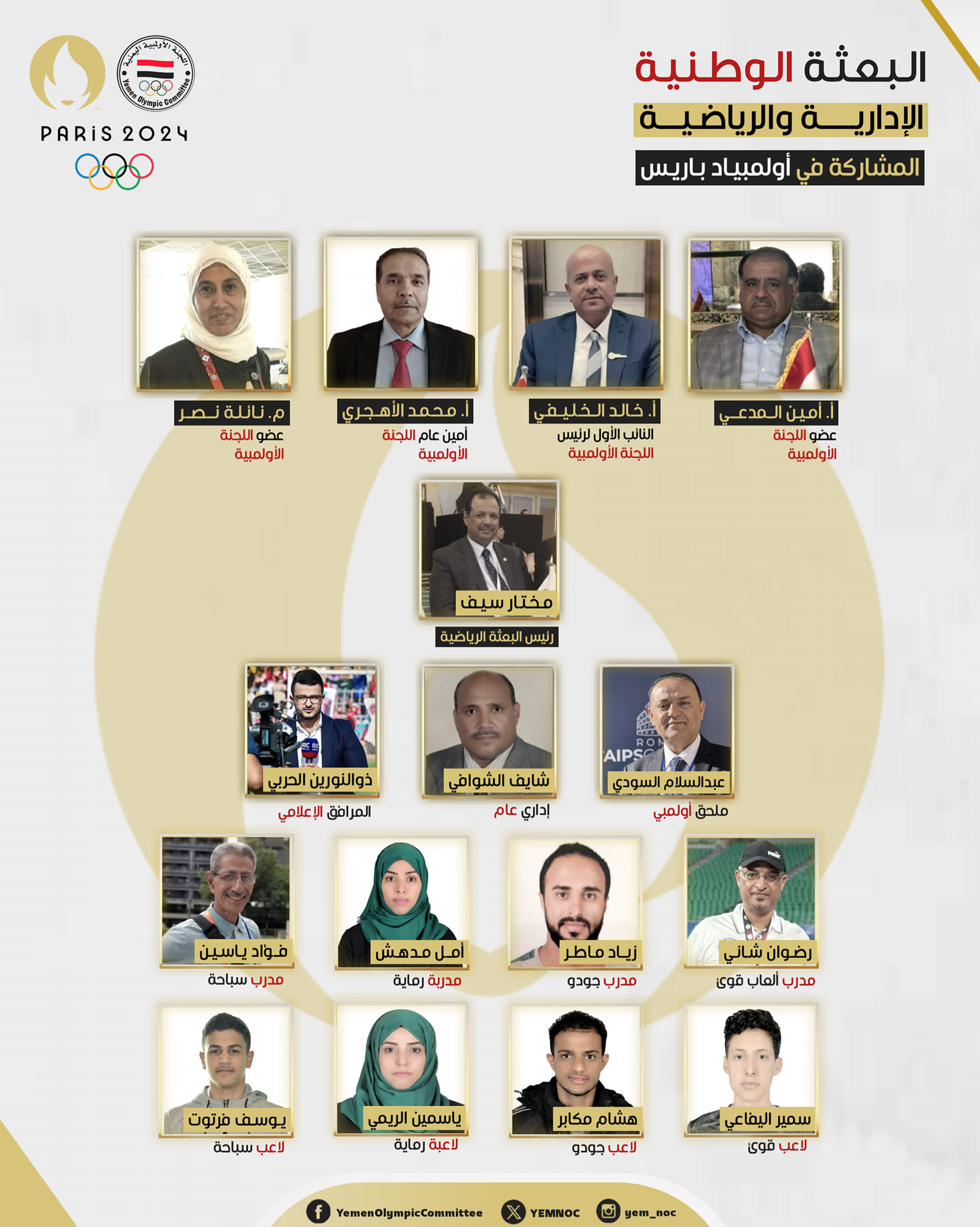 برئاسة الخليفي ..البعثة الرياضية اليمنية تستعد للمغادرة الى فرنسا للمشاركة في اولمبياد باريس