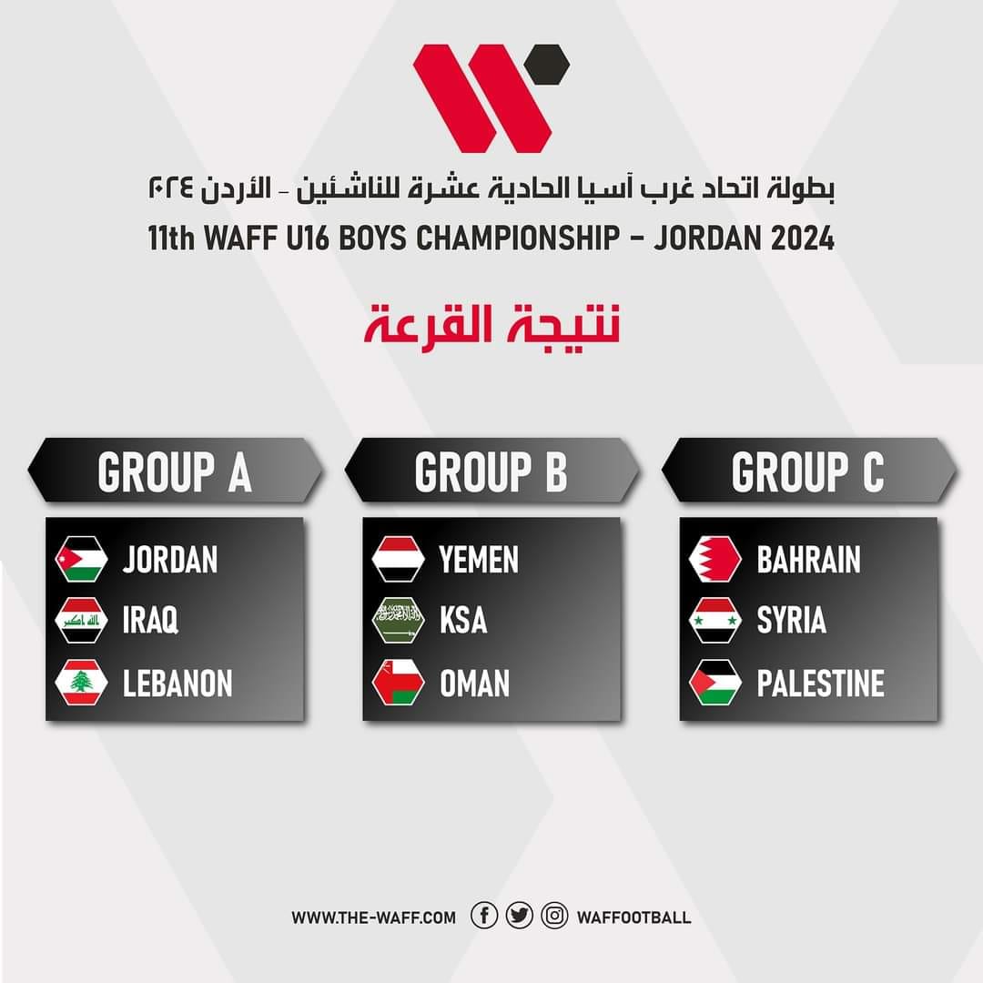 قرعة بطولة غرب آسيا ..منتخب اليمن للناشئين في المجموعة الثانية الى جانب السعودية وسلطنة عمان