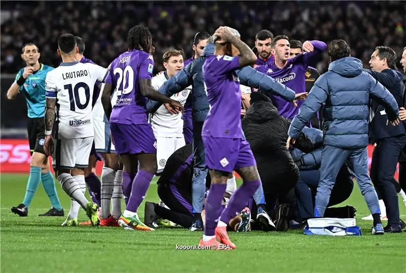 بسبب السقوط المروع.. رابطة الدوري الايطالي تلغي مباراة فيورنتينا وإنتر ميلان